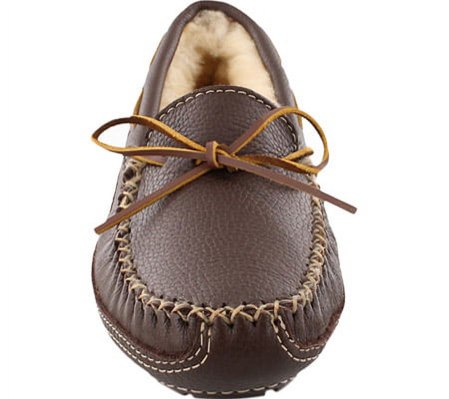 Minnetonka 952 Men\'s Slippers Size US 10 Chocolate Moose Brown Leather Minnetonka Sheepskin Moose Slipper - Chocolate – The Covered  main image 4