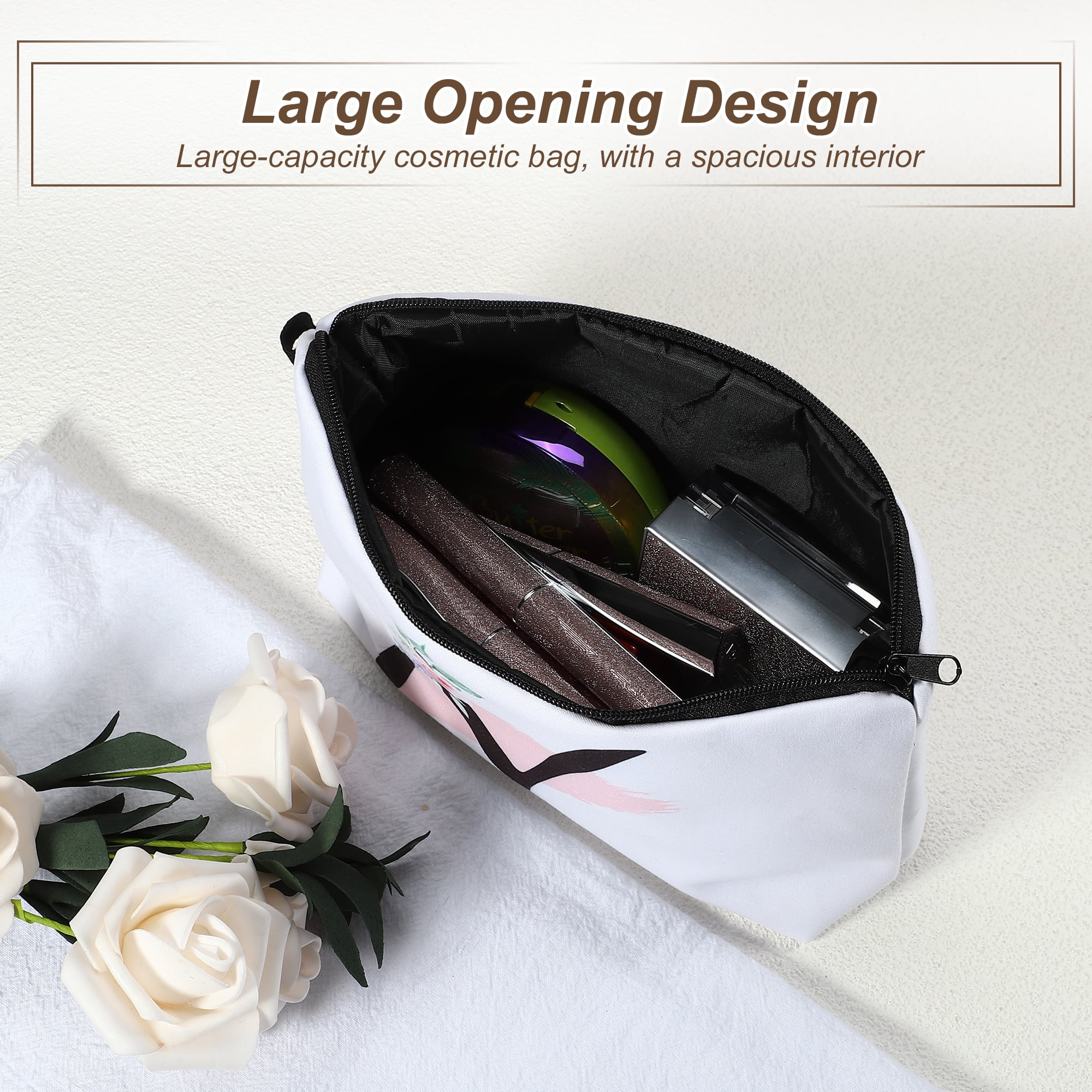 Unique Bargains Personalized Makeup Bag N Cosmetic Bag Small Monogrammed Purse White