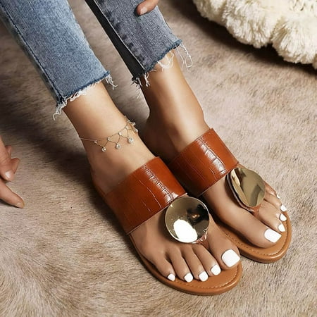 

FZM Women shoes Leisure Roman Style Women s Solid Color Summer Non Slip Slip On Flat Beach Open Toe Breathable Sandals Flip Flops Shoes Slippers