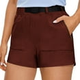 thumbnail image 2 of FNFYFH Clearance Ladies Running Loose Fit Solid Summer Athletic Shorts Stretchy Training Shorts，Wine, 2 of 8