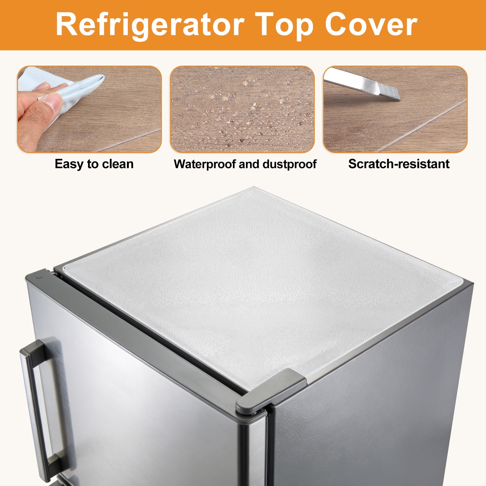 Uxcell Fridge Dust Cover (20''x 20'', Matte) - Dustproof Refrigerator Top Covers Anti-Slip Washer Dryer Top Protector Mat for Freezer/Furniture/Home/Kitchen