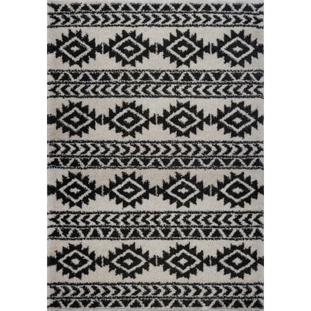 7x10 Area Rug Ladole Rugs Indoor Creative Simplicity Trellis Elegent Carpet Area Rug in Ivory-Dark Grey 7x10 (6'5