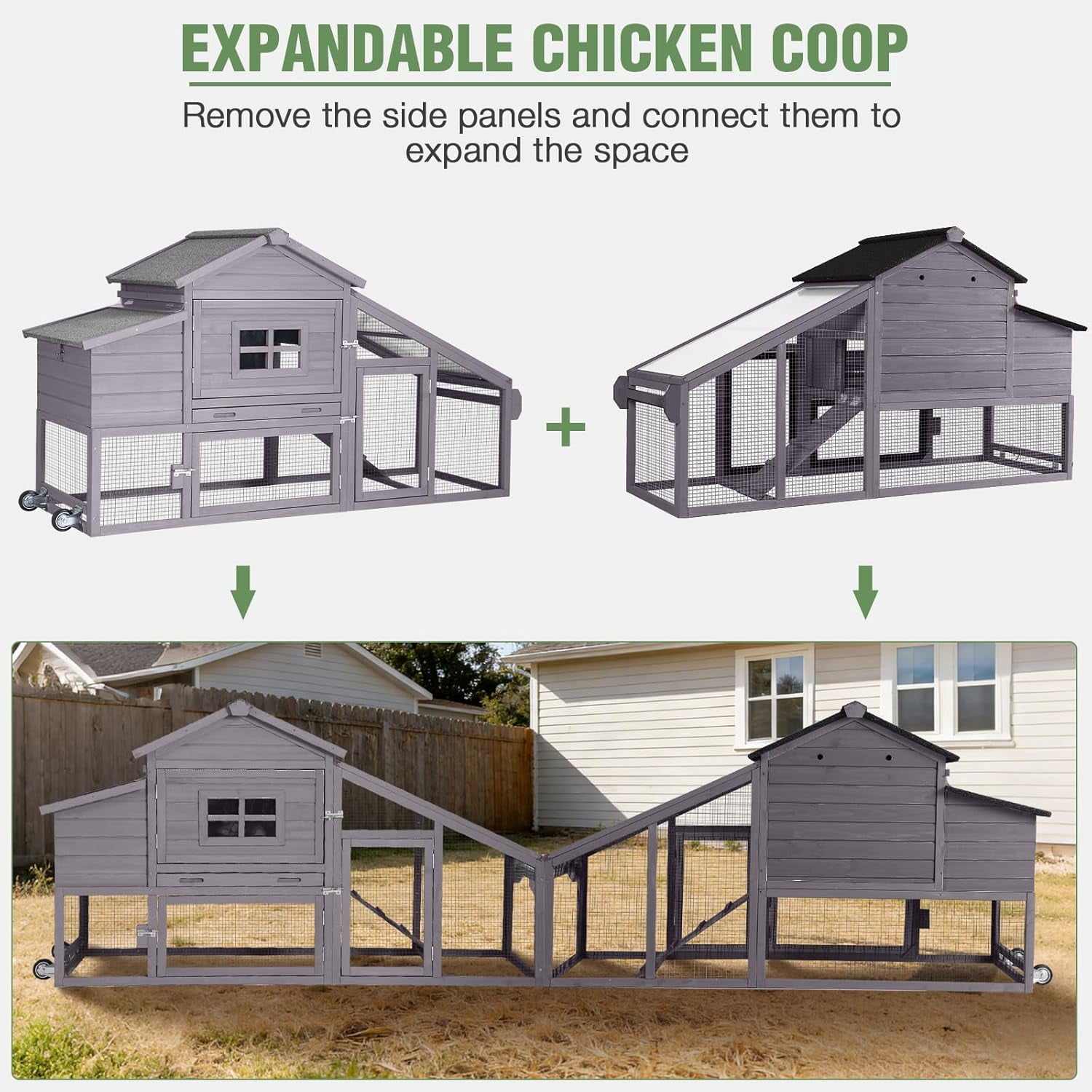 Aivituvin Chicken Coop for 2-4 Chickens with Wheels Outdoor Chicken House Mobile Large Poultry Cage Pull Out Tray No Leakage Red
