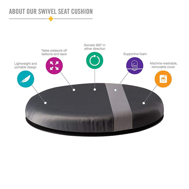 HealthSmart 360 Degree Swivel Seat Cushion, Chair Assist for Elderly,  Swivel Seat Cushion for Car, Twisting Disc, Black, 15 Inches in Diameter