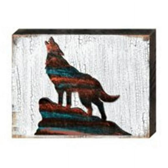 Designocracy 982271-08 Wolf on the Stone Vintage Wildlife Art on Board Wall Decor