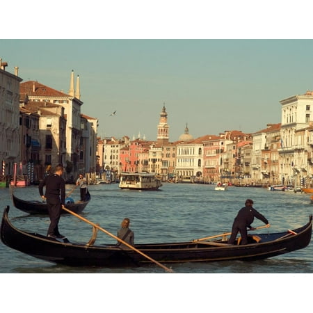 Gondoliers with Passengers in Venetian Canals, Venice, Italy Print Wall Art By Janis