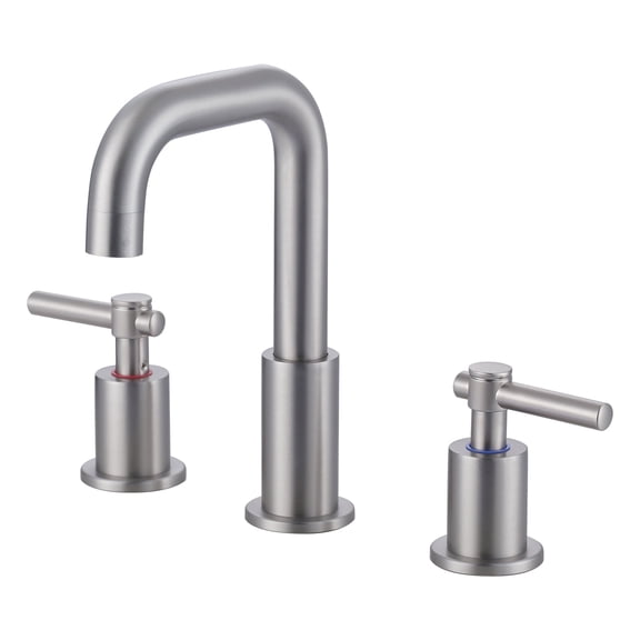 WOWOW 8 in. Widespread Double Handle Bathroom Faucet with Pop Drain in Brushed Nickel