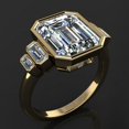 thumbnail image 3 of HeartsAndYou 3.5ct Emerald Cut Moissanite Engagement Ring for Women 18k Yellow Gold over Silver 5 Stone Bezel Set, 3 of 9