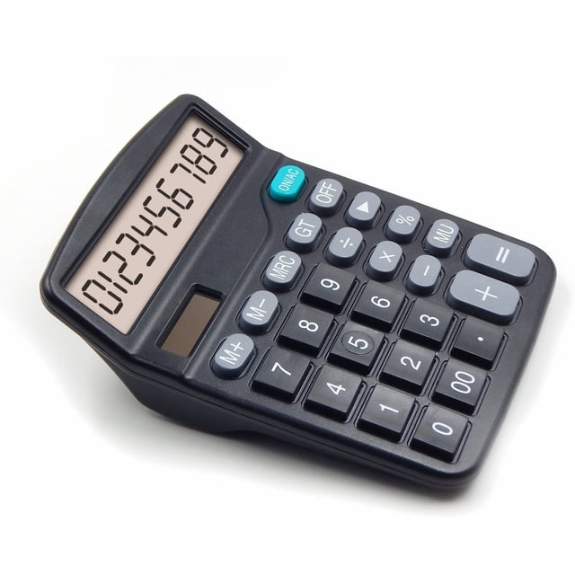 Calculadora de sobremesa OFFDIX, negra, para oficina, regalo 2018, doble alimentación solar y a batería, portátil, 12 dígitos