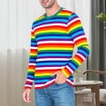 thumbnail image 5 of Men's striped neck long-sleeved T-shirt, basic casual top, 5 of 9