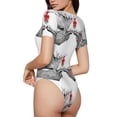 thumbnail image 3 of Yiaed Moose Kissing Under Mistletoe Print Women's Waist-Cinching Short-Sleeved Onesie,Elastic Onesiet,Snaps At Bottom,Easy To Put On And Take Off for Wome Bodysuit -Large, 3 of 8
