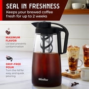 MÜELLERHOME Cold Brew Coffee Maker, 64 oz Tritan Fortified Pitcher, Pour Spout Handle Lid, Resilient & Leak-Proof for Iced Coffee Tea