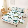 thumbnail image 2 of Castle Fairy Watercolor Freshwater Fish Bed Sheets 4-Piece,Lure Bubble White Aquatic Repeat Tile Full Size Sheets,Sage Blue,1 Fitted Sheet,1 Flat Sheet and 2 Pillowcases, 2 of 6