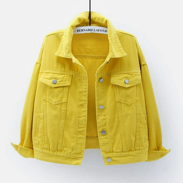 Spring and Autumn New Colorful Large Size Denim Jacket Women‘s Short Korean Style Loose bf Long Sleeve Jacket Student