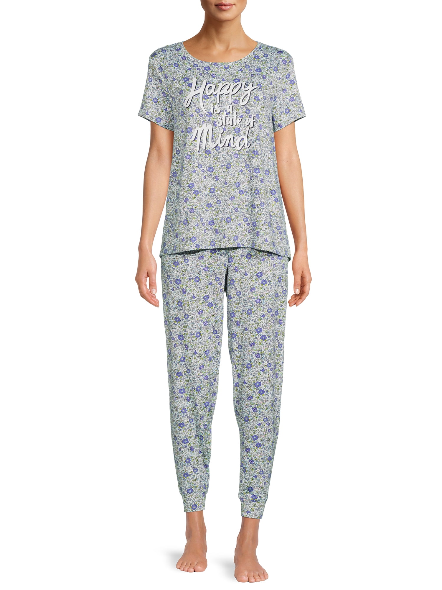 Secret Treasures Women's and Women's Plus Pajama Short Sleeve Top and Pants, 2 Piece