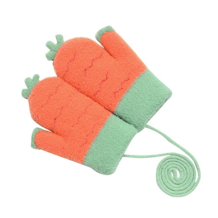 

YWDJ Kids Gloves Winter Outdoor Windproof Plus Velvet Layer Warm Lock Temperature Cute Dinosaur Kid Gloves Orange 均码