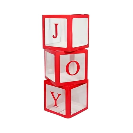 

Pompotops 3Pcs JOY Christmas Decorations Box 11.81 Inches Transparent Balloons Box Birthday Balloon Boxes for Party Decorations Winter Holiday Tabletop Decor