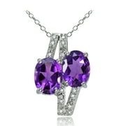 SILVERSPECK Sterling Silver 3ct TGW African Amethyst and Diamond Two Stone Friendship Necklace