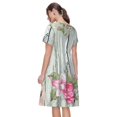thumbnail image 5 of Vsdgher Vintage Wood with Floral for Womens Summer 2025 Casual Midi Maxi Dresses Lightweight Short Sleeve Round Neck Beach Dress -3X-Large, 5 of 6