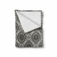 thumbnail image 2 of Grey Soft Flannel Fleece Throw Blanket, Antique Pattern with Ornamental Flowers Traditional Damask Pattern, Cozy Plush for Indoor and Outdoor Use, 70" x 90", Grey Black White, by Ambesonne, 2 of 6