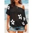 thumbnail image 2 of Shine Up Crochet Beach Coverups Women Swimsuits Summer Short Sleeve Blouses Knit Hollow Out Tops, 2 of 5