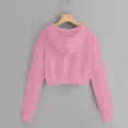 thumbnail image 5 of felwors Girls Cropped Zip Up Hoodie Long Sleeve Sweatshirts for Teen Girls Fashion Fall Fashion Casual Jackets with Pockets (Pink,11-12 Years), 5 of 5