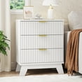 thumbnail image 3 of FANRAL Nightstand Set of 2,3 Large Drawer 30" Tall Night Stand,24" Wide Side Table,Wood Fluted Bedside Table Modern End Table Small Dresser for Bedroom,White Nightstand, 3 of 7