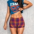 thumbnail image 2 of KLL Purple Yellow Buffalo Plaid Pattern Workout Shorts for Women Scrunch Short Gym Yoga Running Sport Active Exercise Fitness Shorts, 2 of 8