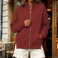 thumbnail image 4 of Ghalytn Women's Fleece Lined Full Zip Jacket Stand Collar Long Sleeve Casual Sweatshirt Coat with Pockets, 4 of 9