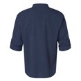 thumbnail image 4 of Cotton Linen Tops for Men Roll-up Long Sleeve Plain Pullover Tee Shirts Chest Pocket Buttons Henley T-shirts (4XL, Navy), 4 of 4