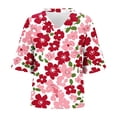 thumbnail image 5 of DeHolifer T-Shirts for Women V-Neck Camouflage Printed Ruffle Short Sleeve Summer Trendy Beach Lightweight Casual Tops Pink XL, 5 of 7