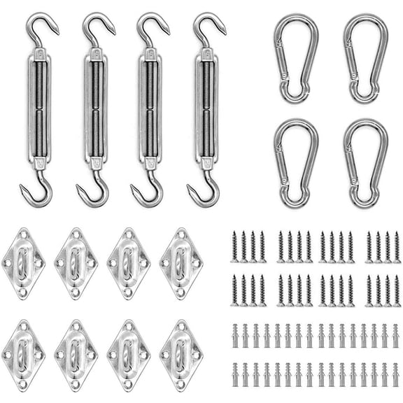 6 Inch Shade Sail Hardware Kit, 40 Pcs Stainless Steel Sun Shade Installation Kit for Triangle Sun Shade Sail (40 PCS) (80 PCS)