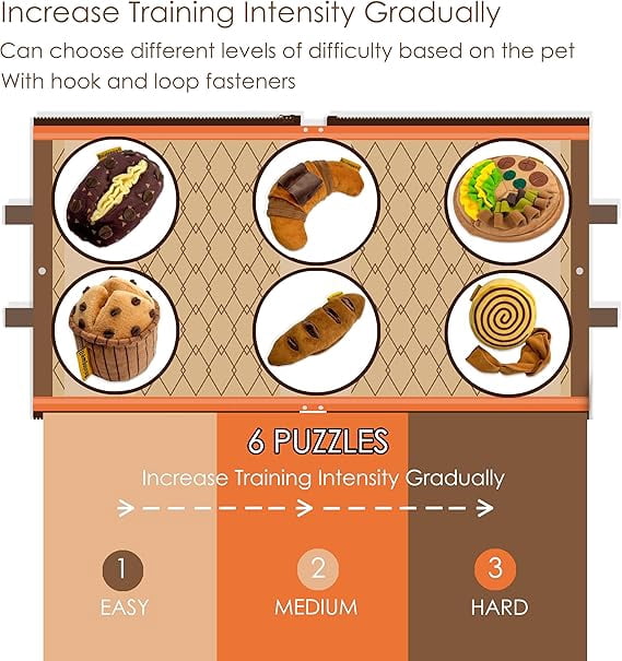 Raisingwell Snuffle Mat for Dogs Cats with Bakery Theme Sniffing Mat 31.8 x 16.9 inches for Large Breed, Interactive Dog Puzzle Toy & Enrichment Toys for Dog Stress Relief (Bakery)