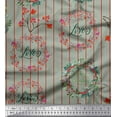 thumbnail image 1 of Soimoi Green Cotton Voile Fabric Wreath & Stripe Fabric Prints By Yard 42 Inch Wide, 1 of 1