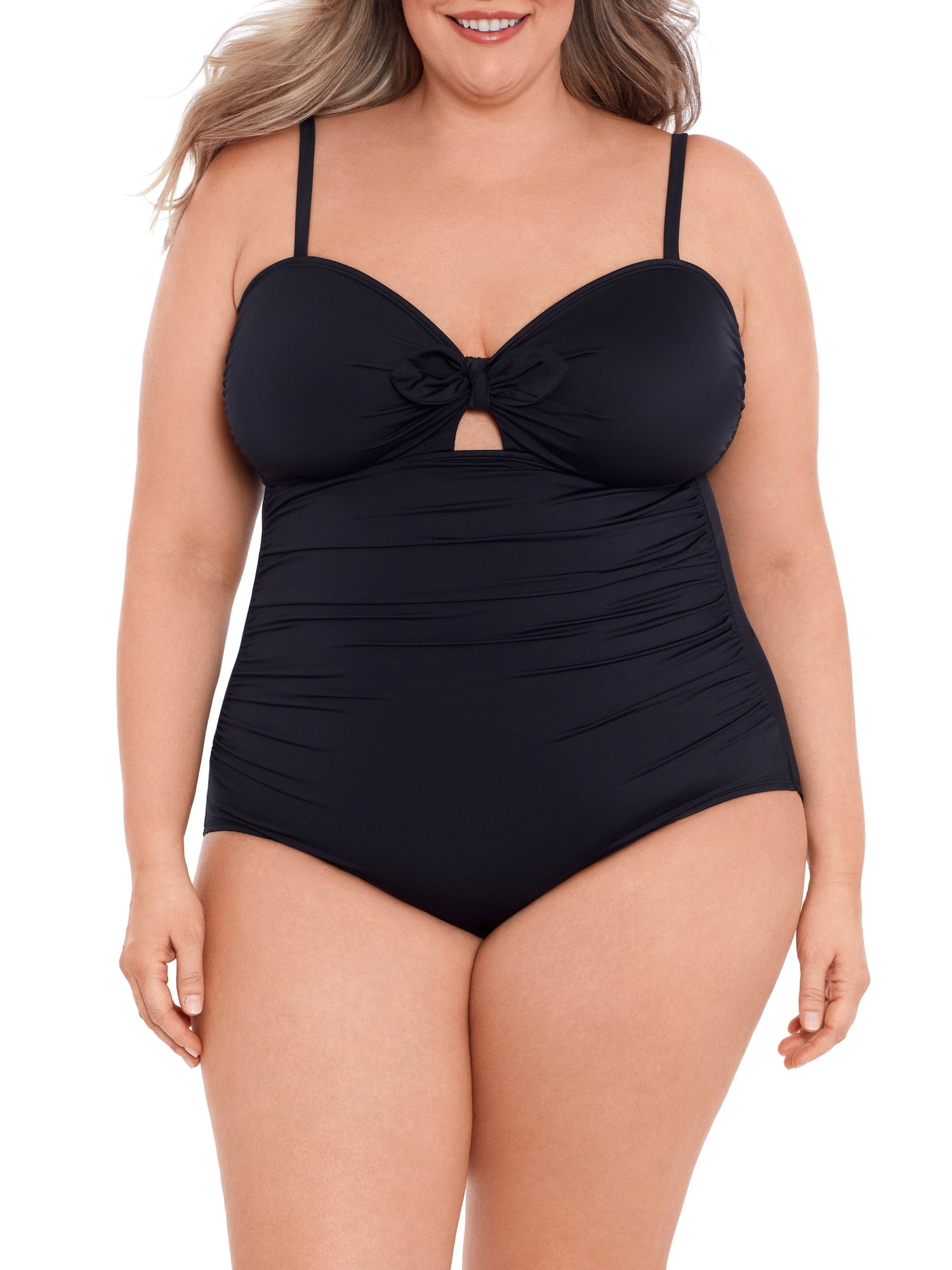 Time and Tru Women’s Plus Keyhole Front One Piece Swimsuit