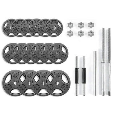 Athletic Works 100LB Black Cast Iron Standard Weight Plate Sets, Used as Both Dumbbell and Barbell