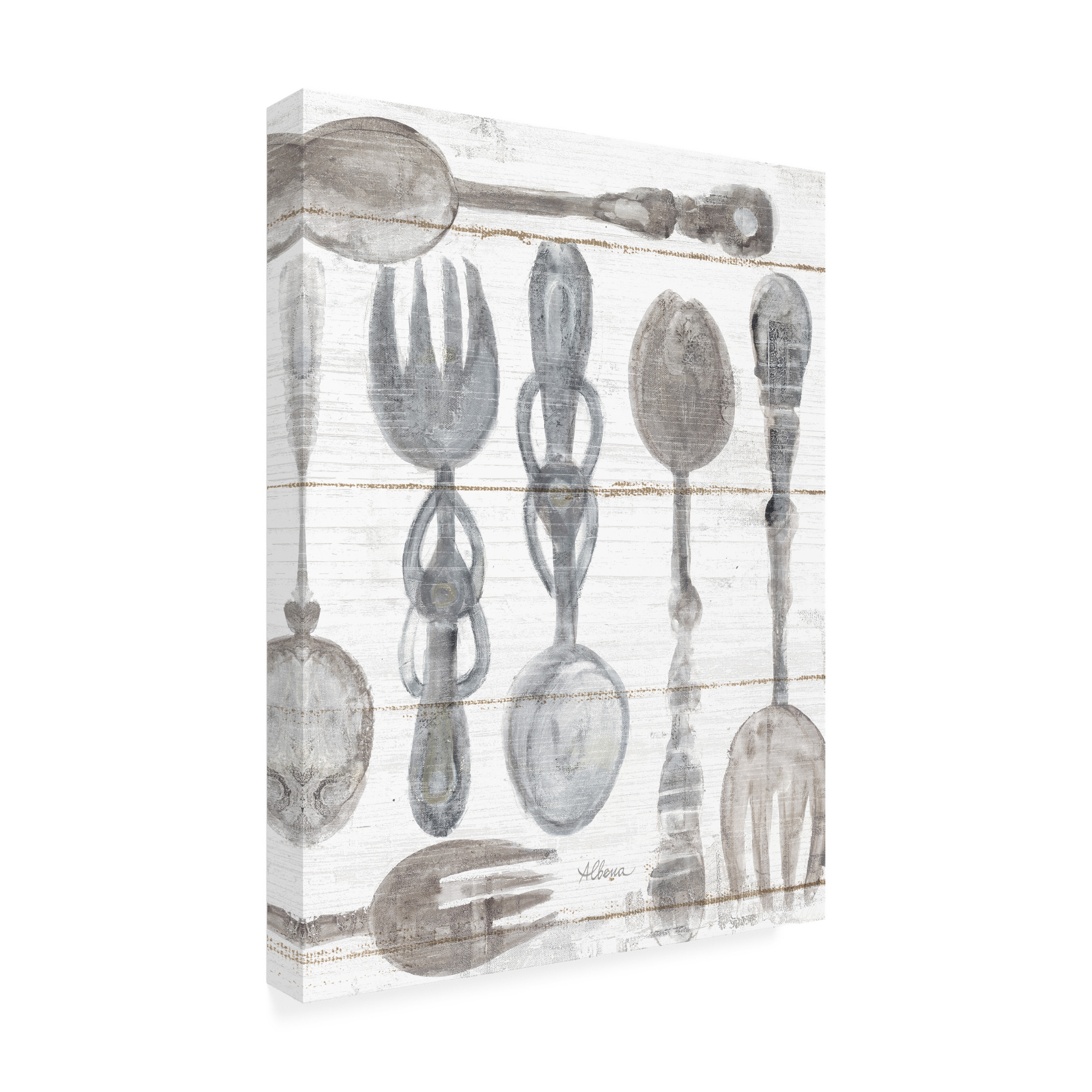 Trademark Fine Art 'Spoons and Forks III Neutral' Canvas Art by Albena Hristova
