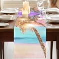 thumbnail image 3 of Coastal 36 Inch Table Runner, Ocean Palm Tree Summer Beach Purple Blue Farmhouse Dresser Scarf Cotton & Linen Tablerunner for Dining/Kitchen Island/Holiday Party Décor Small 13" x 36", 3 of 9