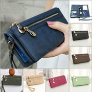 Womens Ladies Long Wallet Clutch Purses Leather Handbag Wristlet Bag Card Holder Clutch Leather Wallet Card Holder Phone Bag
