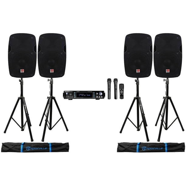 Rockville Bluetooth Karaoke Amplifier/Mixer(2) Mics+(4) 8" Speakers