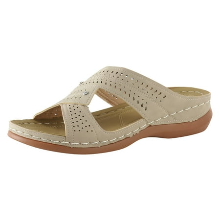 

PEASKJP Platform Sandals Women Wide Women s Summer Casual Dressy Cute Flat Sandals Comfortable Square-Toe Fashion One Band Strappy Shoes Wide Width (Beige 9)
