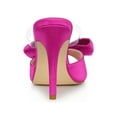 thumbnail image 2 of BLISSFUL STEP Women's Clear Strap Bow Stiletto Heels Mules Slide Sandals Hot Pink 6, 2 of 8