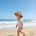 thumbnail image 5 of Hyknon Summer Straw Hat for Kids Girl, Floppy Wide Brim Summer Straw Hats with flower, Foldable UV Protection Cap with Floppy lace, Packable Beach Hats for Vacation Garden Pool Travel, Khaki, 5 of 6