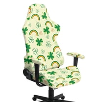 Xoenoiee Green Shamrock Rainbow Print Game Chair Covers with Armrest Cover Washable Computer Chair Slipcovers St. Patrick's Day Decor Removable Computer Chair Covers for Home Kitchen Restaurant