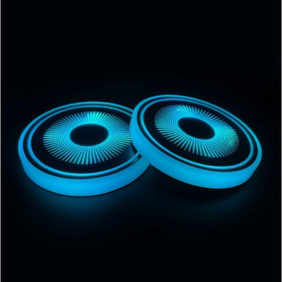 SHANJIA 2pcsLED Car Coasters, LED Cup Pad Holder RGB 7 Colors Changing Lights USB Car Cup Coasters for Car Accessories