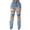 Blue, variant on Women's Broken Hole Heavy Industry Nail Bead Stretch Denim Pants, Edgy and Trendy Jeans for a Bold Look, Unique Design with Embellished Details,Blue L
