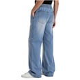 thumbnail image 5 of DeHolifer Jeans for Men Loose Wide Leg Baggy Bell Bottom Denim Pants Stretch Flared Leg Jeans Streetwear Light Blue 2XL, 5 of 6