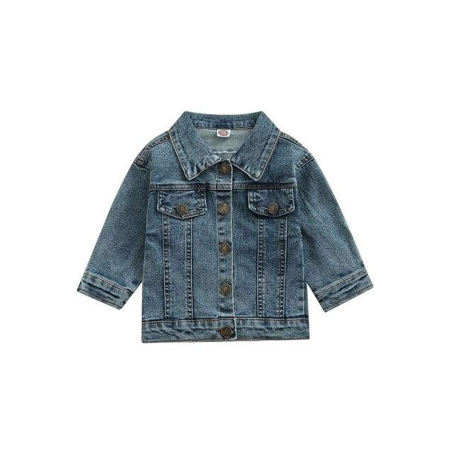 Manteau en Denim pour Bébé Fille Garçon Manches Longues Col à Revers Boutons Cardigan Automne Hauts Amples