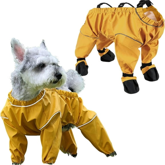 Dog Snowsuit with Attached Boots, Waterproof Winter Coat with Anti-Slip Soles, Full Body Protection for Small Medium Dogs in Snow Rain and Cold Weather
