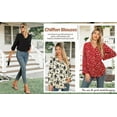 thumbnail image 5 of Uvplove 3/4 Sleeve Blouses for Women Casual Elegant Chiffon V Neck Tops,US Size,SX F Navy Blue,S-2XL, 5 of 11